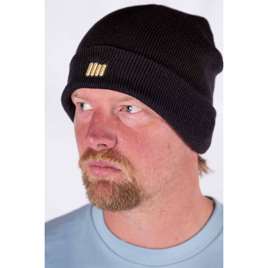 Classic Beanie - essentials range - Black w/ Gold Emb