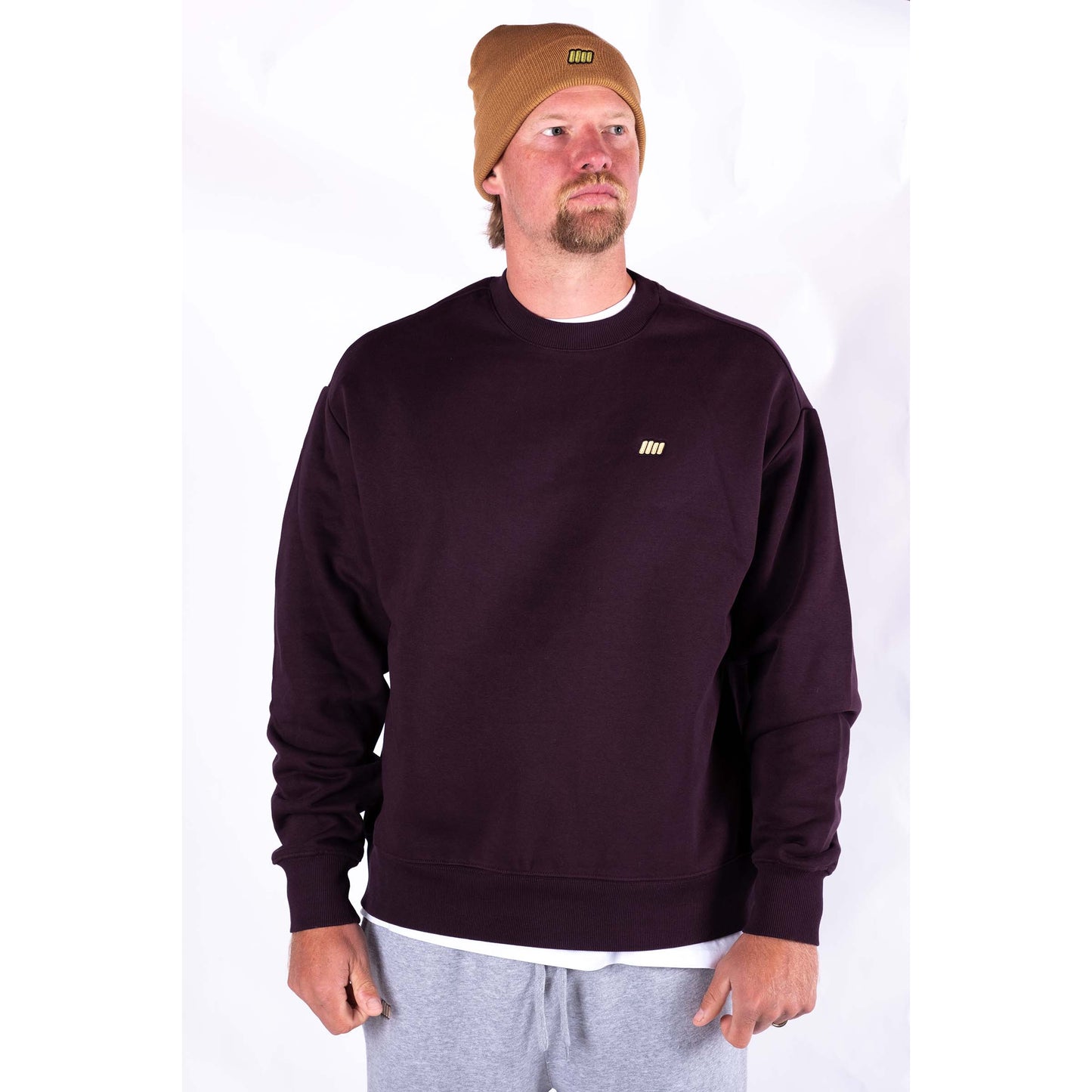 Drop-Shoulder Heavy Crew - Essentials Range - Plum - Relaxed Fit