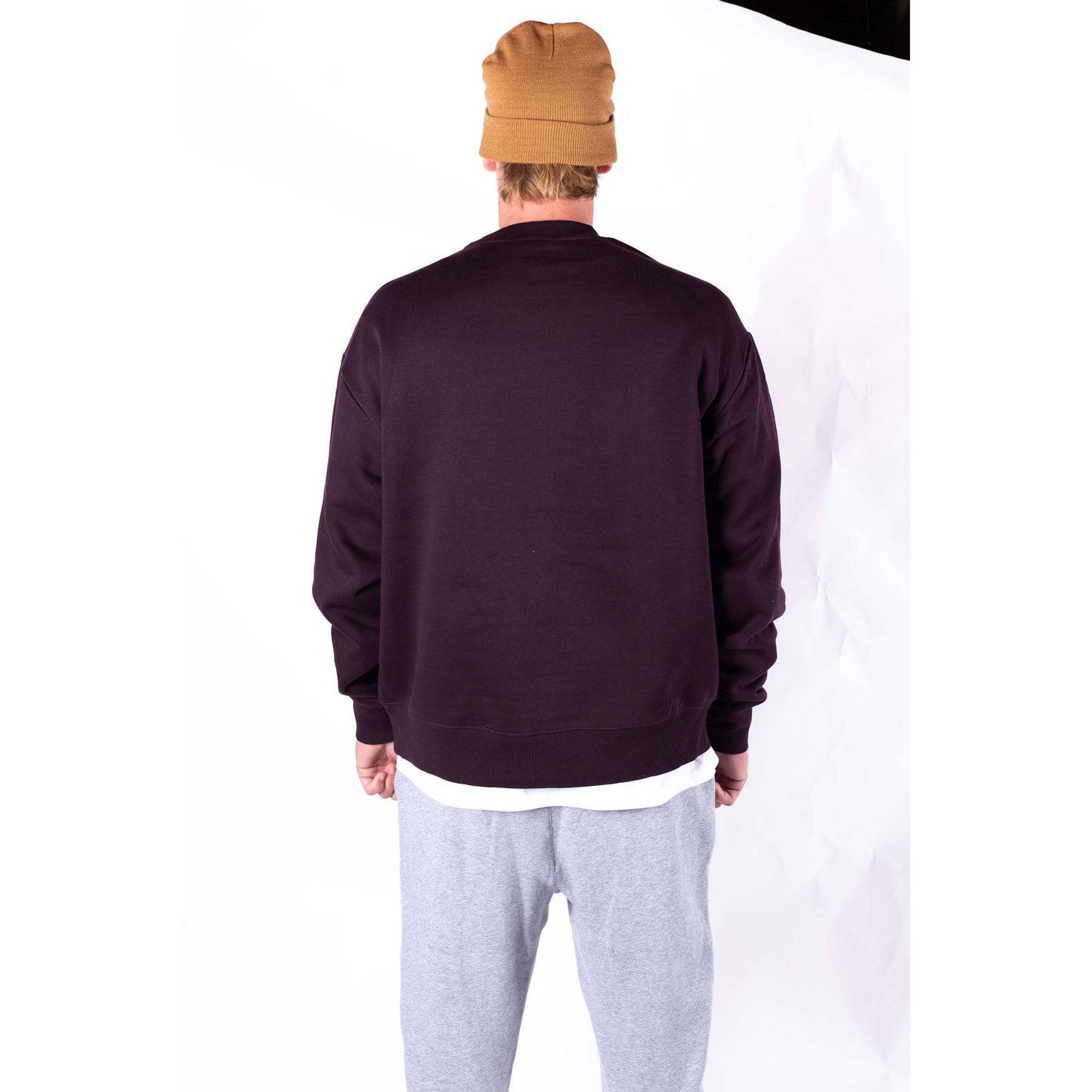 Drop-Shoulder Heavy Crew - Essentials Range - Plum - Relaxed Fit