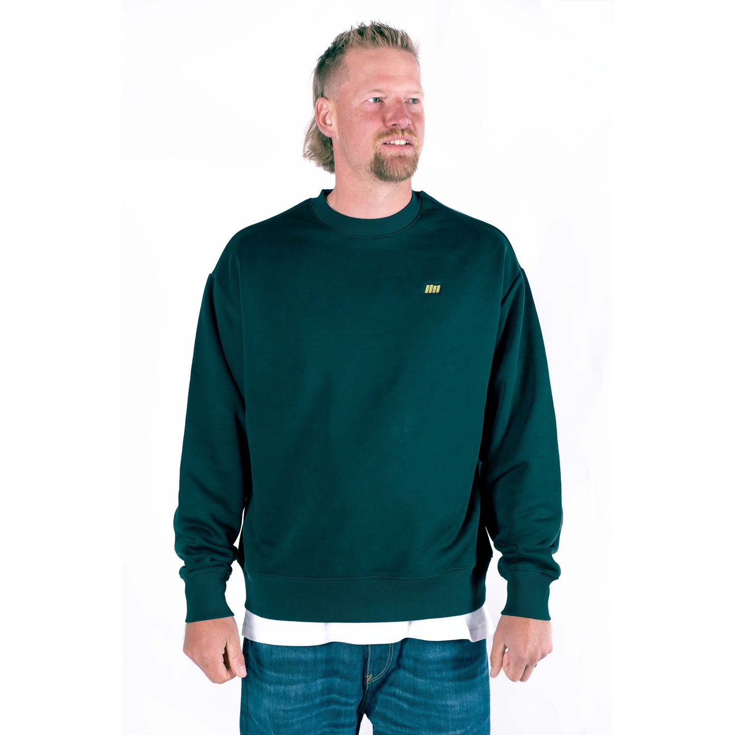 Drop-Shoulder Heavy Crew - Essentials Range - Forest Green - Relaxed Fit