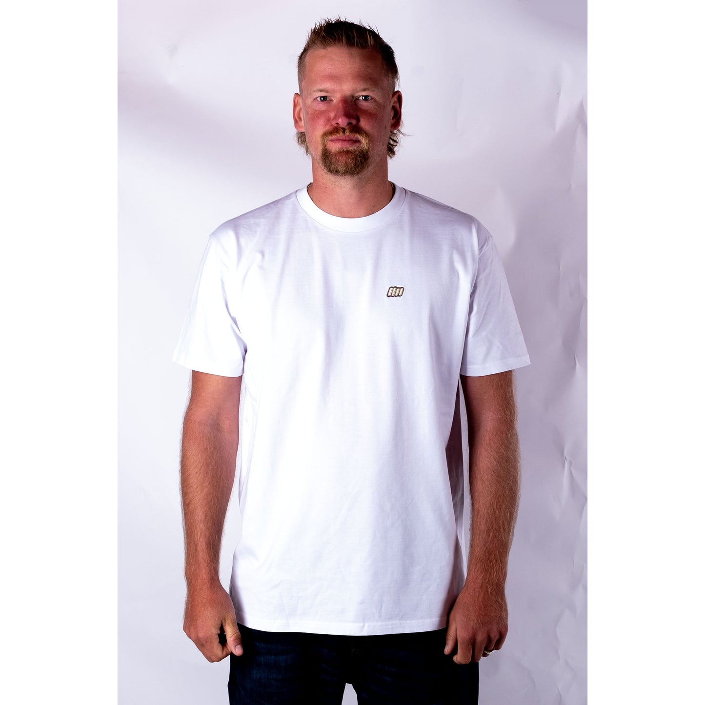 Essentials Line - White (light brown embroidery) - Premium Tee