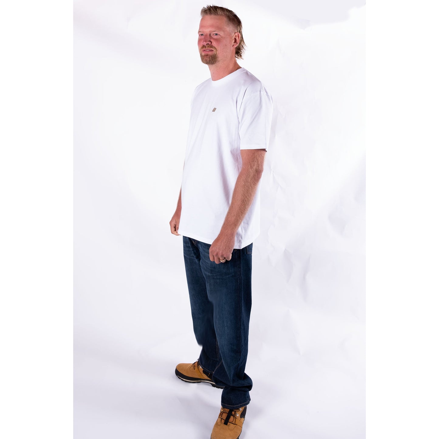 Essentials Line - White (light brown embroidery) - Premium Tee