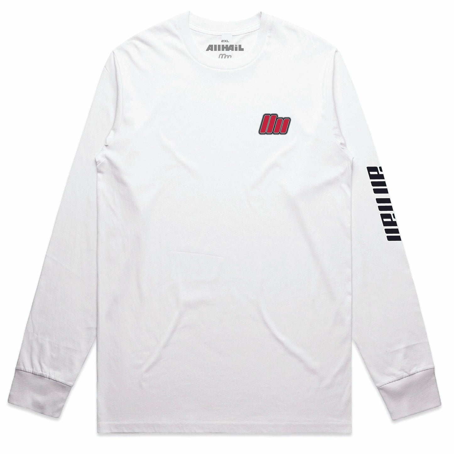 Long Sleeve Tee - Red Logo - White